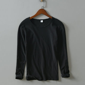 New  Autumn Solid Color Long-sleeved T-shirt Men's Casual Bottoming T-shirt Male Cotton Crew Neck T-Shirt